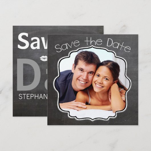 Foto Chalkboard  Modern Save the Date (Voorkant / Achterkant)