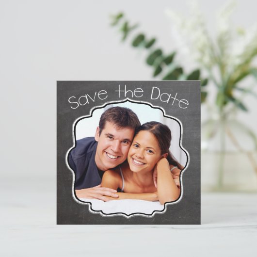 Foto Chalkboard Modern Save the Date (Staand voorkant)