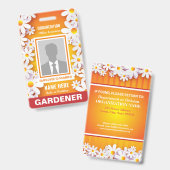 Foto Cheerful White Daisies Oranje Identification Badge (Voor- en achterkant)