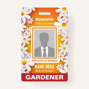 Foto Cheerful White Daisies Oranje Identification Badge