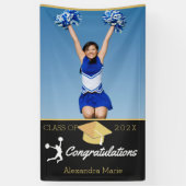 Foto: Cheerleader Black afstuderen Gefeliciteerd Spandoek (Verticaal)