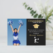 Foto: Cheerleader Black Gold afstuderen aankondigi Bedankkaart (Staand voorkant)