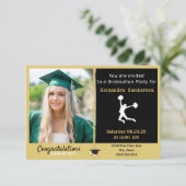 Foto: Cheerleader Black Gold Graduparty Kaart (Staand voorkant)