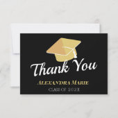 Foto: Cheerleader Black Gold White afstuderen T Bedankkaart (Voorkant)