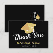 Foto Cheerleader Zwart Goud Wit afstuderen T Bedankkaart (Voorkant / Achterkant)