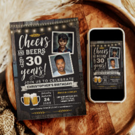 Foto Cheers and Beers 30ste verjaardagsuitnodiging Kaart