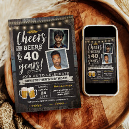 Foto Cheers and Beers 40e verjaardagsuitnodiging Kaart
