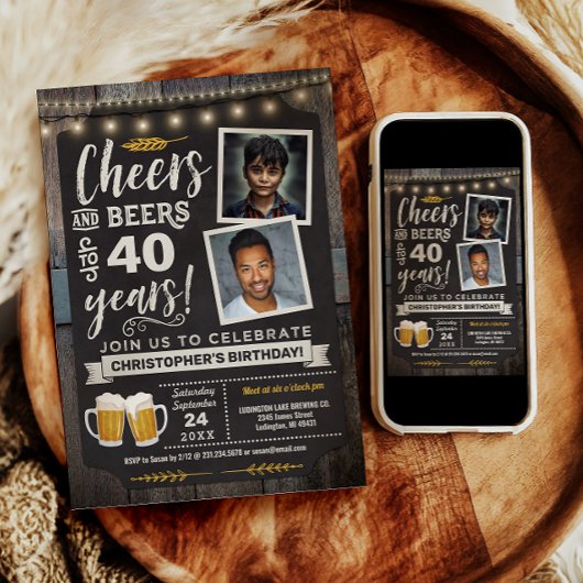 Foto Cheers and Beers 40e verjaardagsuitnodiging Kaart