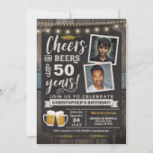 Foto Cheers and Beers 50ste verjaardagsuitnodiging Kaart (Voorkant)