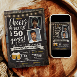 Foto Cheers and Beers 50ste verjaardagsuitnodiging Kaart