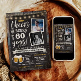 Foto Cheers and Beers 60ste verjaardagsuitnodiging Kaart
