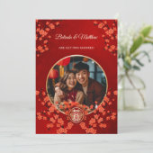 Foto Cherry Blossom Chinese bruiloft Kaart (Staand voorkant)