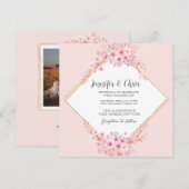 Foto Cherry Blossom QR Code Wedding Kaart (Voorkant / Achterkant)
