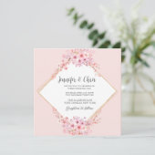 Foto Cherry Blossom QR Code Wedding Kaart (Staand voorkant)