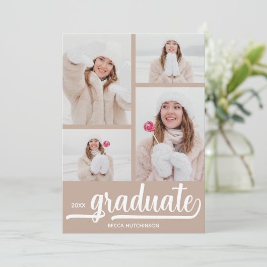 Foto Chic 4-Afstuderen Aankondiging (Staand voorkant)