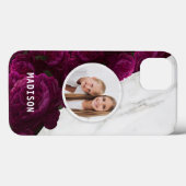 Foto Chic Moderne Paarse Bloem Marmer Aangepaste N Case-Mate iPhone Case (Achterkant (horizontaal))