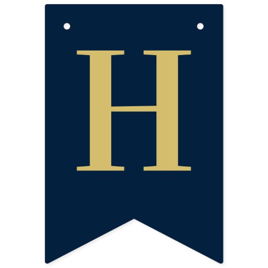 Foto Chic Navy Gold Happy Birthday Vlaggetjes (Tweede vlag)