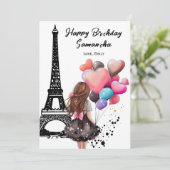Foto Chique Eiffeltoren, Hartballonnen Verjaardag Kaart (Staand voorkant)