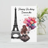 Foto Chique Eiffeltoren, Hartballonnen Verjaardag Kaart (Staand voorkant)