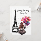 Foto Chique Eiffeltoren, Hartballonnen Verjaardag Kaart (Voorkant / Achterkant in situ)