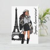 Foto Chique Eiffeltoren, Trendy Parijs Verjaardag Kaart (Staand voorkant)
