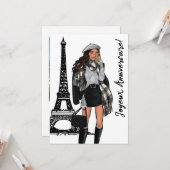 Foto Chique Eiffeltoren, Trendy Parijs Verjaardag Kaart (Voorkant / Achterkant in situ)