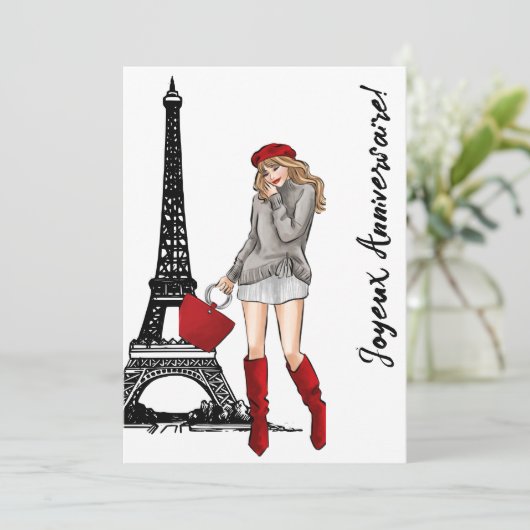 Foto Chique Eiffeltoren, Trendy Parijs Verjaardag Kaart (Staand voorkant)