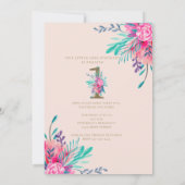 Foto chique gouden bloemenbrief 1e verjaardag blus kaart (Achterkant)