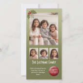 Foto Chrismtas Collage - Retro Holly Feestdagenkaart (Voorkant)