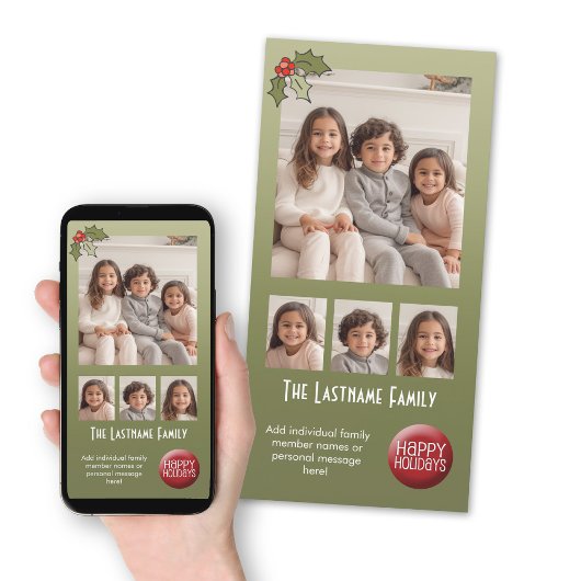 Foto Chrismtas Collage - Retro Holly Feestdagenkaart