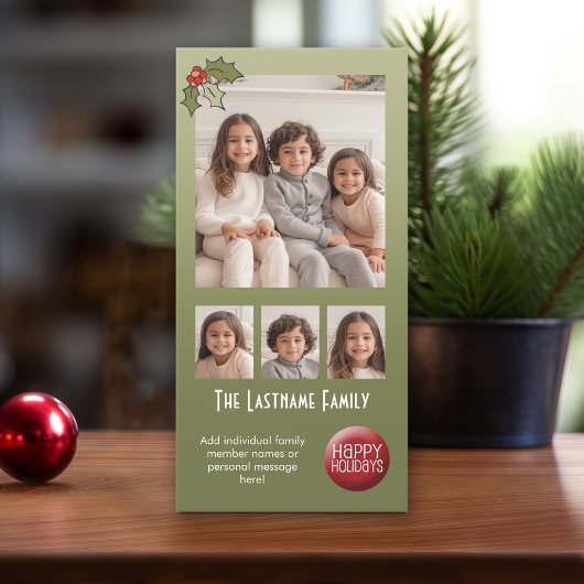 Foto Chrismtas Collage - Retro Holly Feestdagenkaart