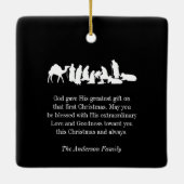 Foto Christelijk Gebed Geboorte Kerstmis Keramisch Ornament (Achterkant)