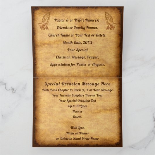 Foto, Christelijke Kaarten, Kaarten voor Pastor Wa (Binnen)