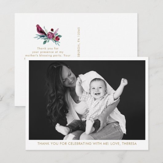 Foto Christelijke Moeder's Zegen Partij Dank u Briefkaart (Voorkant / Achterkant)