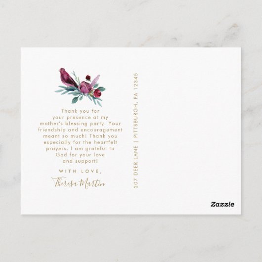 Foto Christelijke Moeder's Zegen Partij Dank u Briefkaart (Achterkant)