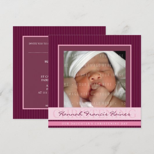 FOTO CHRISTENING VERZOEKT : elegantie 3SQ Kaart (Voorkant / Achterkant)