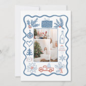 Foto Christmas Doodle Line Art Holiday Feestdagenkaart (Voorkant)