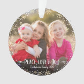 Foto Christmas Peace Love Joy Gold Snowflake Bold Ornament (voorkant)