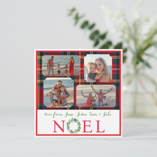 FOTO Christmas Plaid Waterverf Krans NOEL (Staand voorkant)