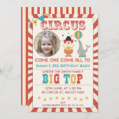 Foto Circus Birthday party Invitation Kaart (Voorkant / Achterkant)