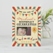 Foto  Circus Birthday Party Kaart (Staand voorkant)