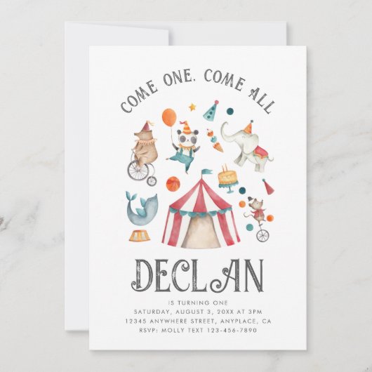 Foto Circus Birthday Uitnodiging | Carnaval (Voorkant)