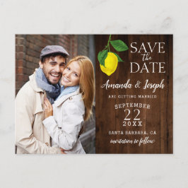 Foto Citroen rustiek hout Save the Date | Aankondigingskaart