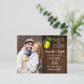 Foto Citroen rustiek hout Save the Date | Aankondigingskaart (Staand voorkant)