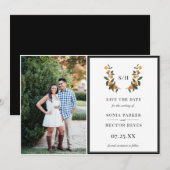Foto Citrus Crest Monogram Save The Date (Voorkant / Achterkant)