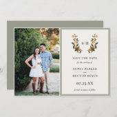 Foto Citrus Crest Monogram Save The Date (Voorkant / Achterkant)
