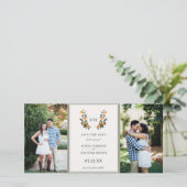 Foto Citrus Crest Monogram Save The Date (Staand voorkant)
