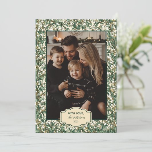 Foto Classic Winter Greenery Christmas Feestdagenkaart (Staand voorkant)