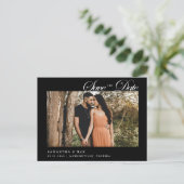 Foto Classy Black Wedding Save the Date Briefkaart (Staand voorkant)