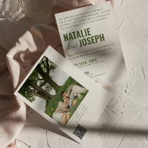 Foto Classy Bright Kleurrijke QR Code Wedding Kaart